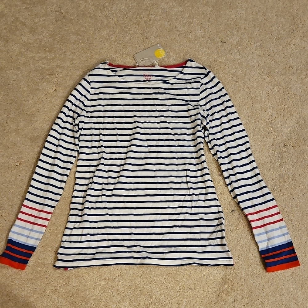 Boden Blue and White Striped Top